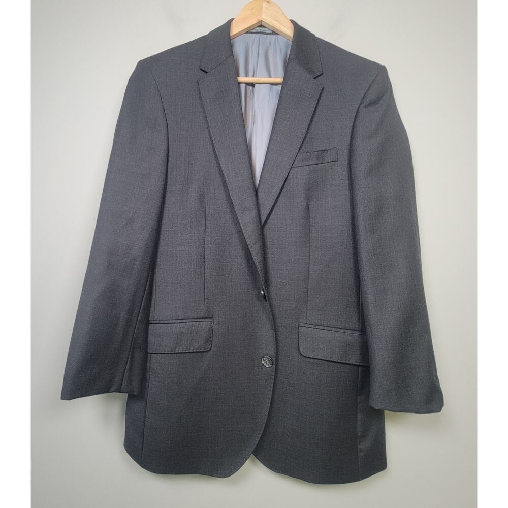 Samuel Windsor Mens 40 Wool Blazer Classic Fit Two Button Gray Jacket